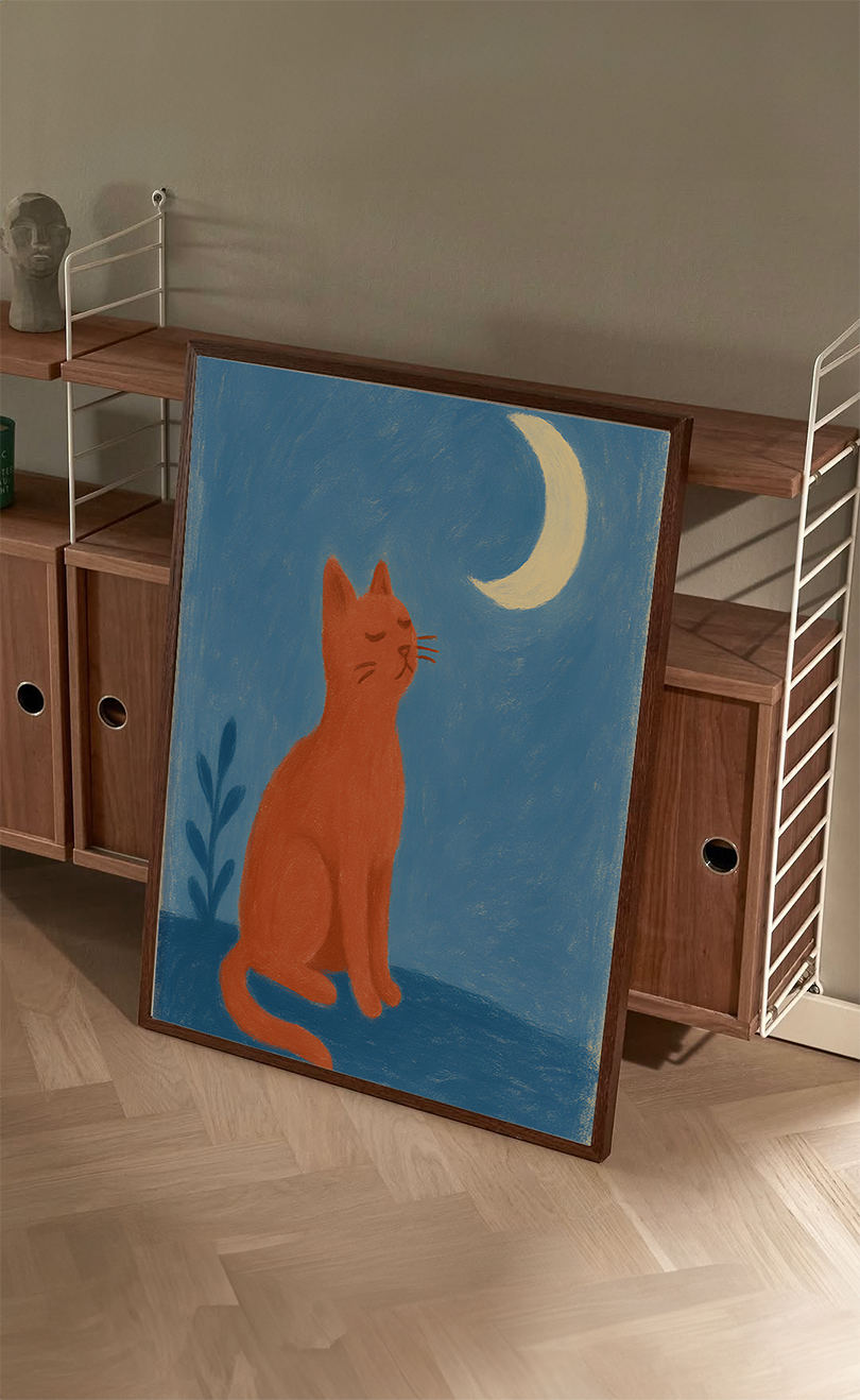 Cat Under the Moon
