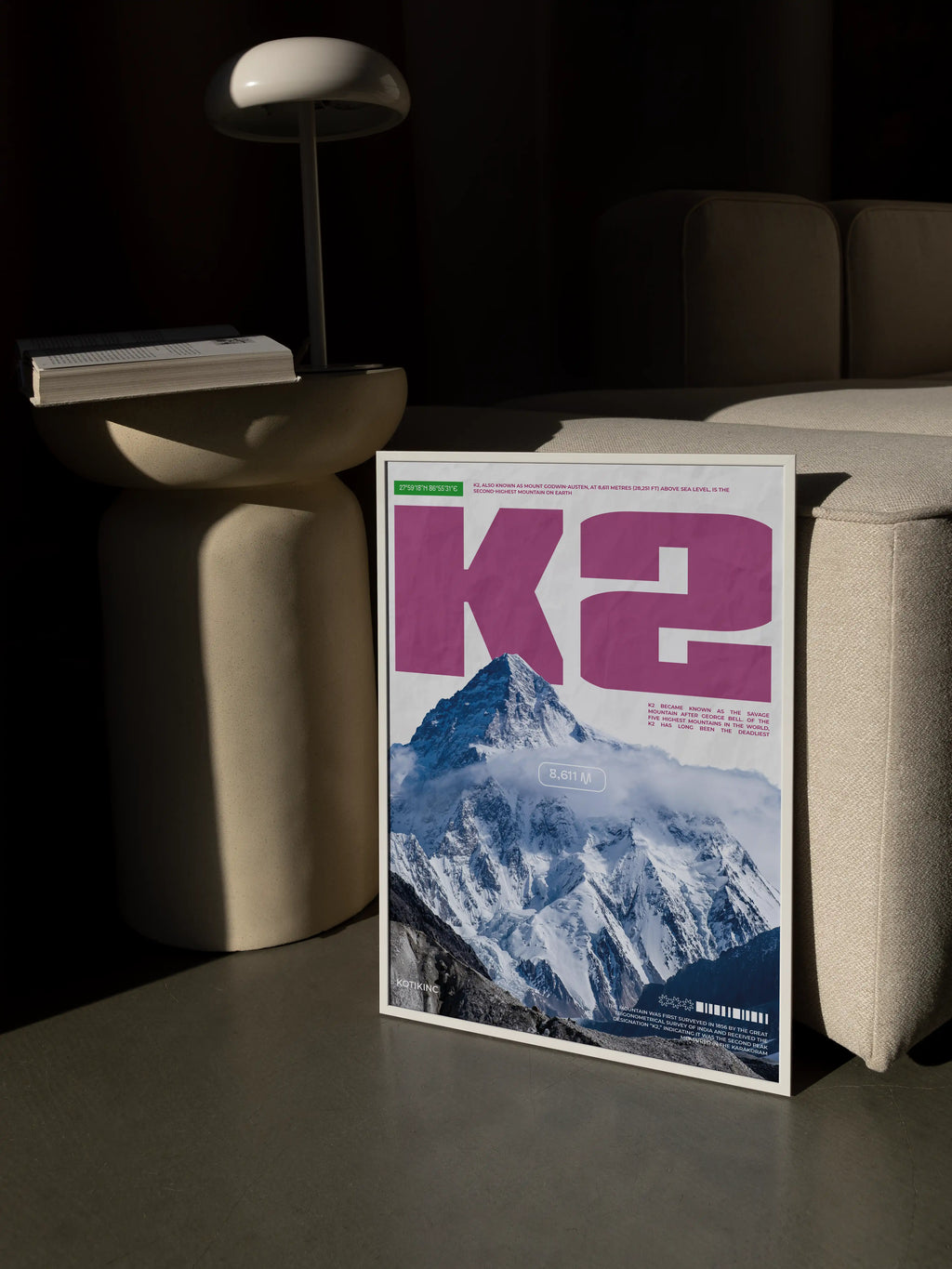 K2 mountain art print wall art poster | KOTIKINC — view 2