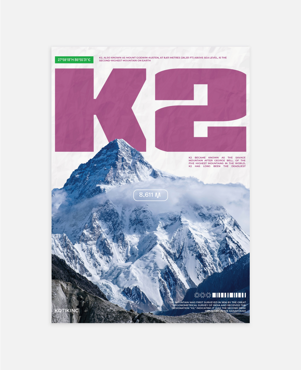 K2 mountain art print wall art poster | KOTIKINC