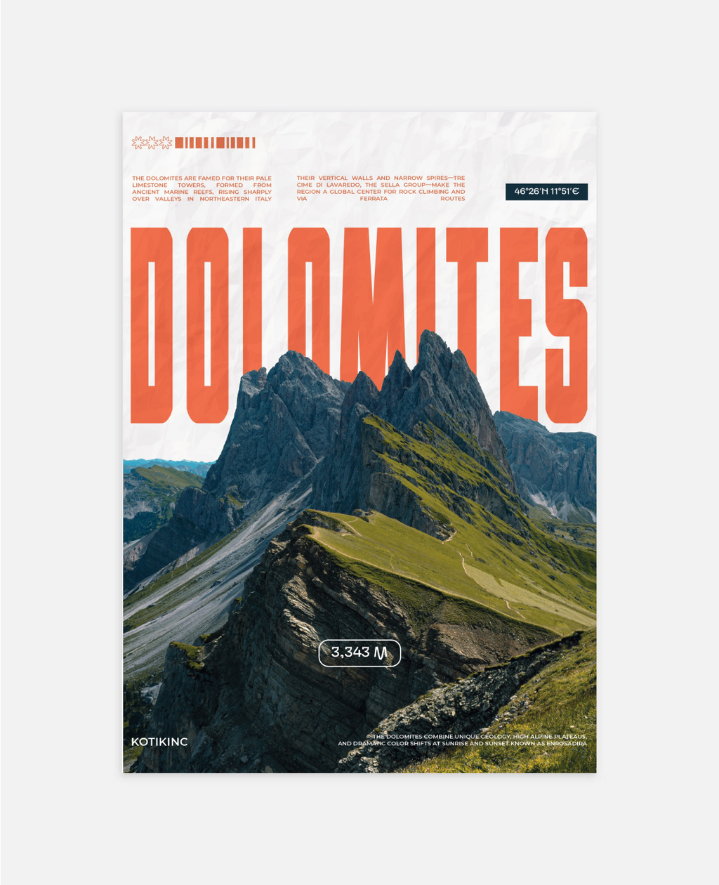 Dolomites mountain art print wall art poster | KOTIKINC