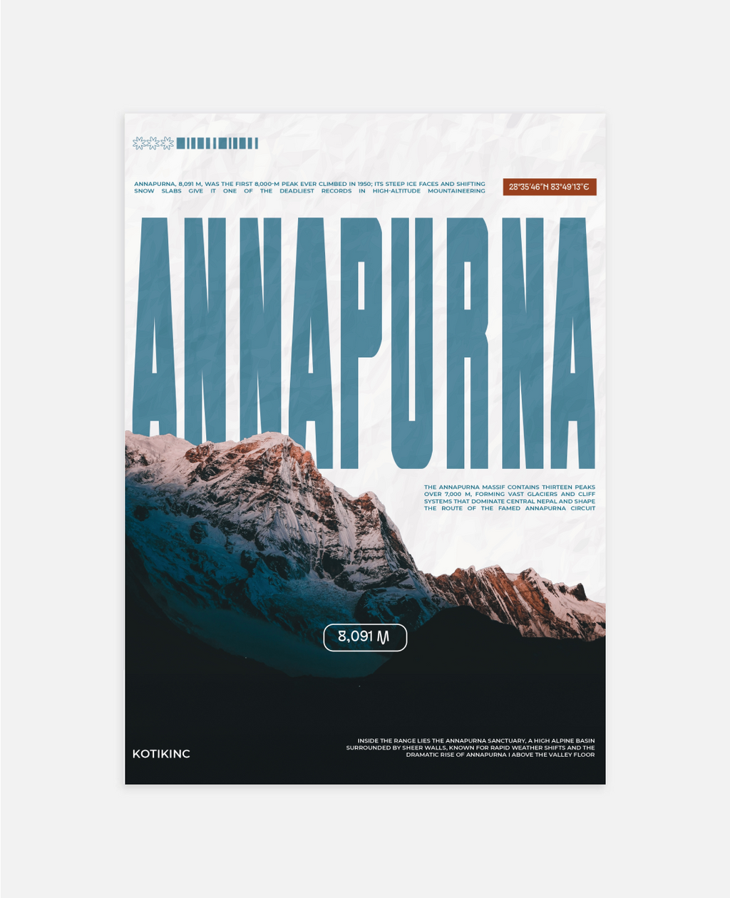 Annapurna mountain art print wall art poster | KOTIKINC