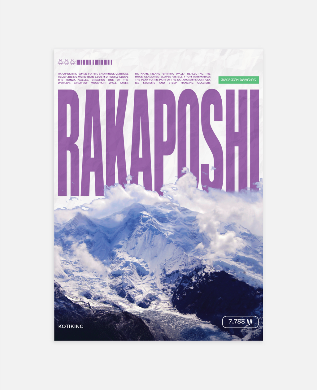 Rakaposhi mountain art print wall art poster | KOTIKINC