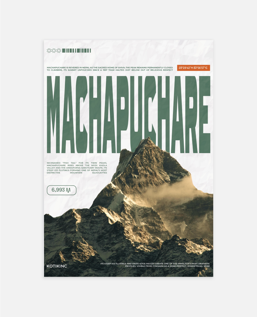 Machapuchare mountain art print wall art poster | KOTIKINC