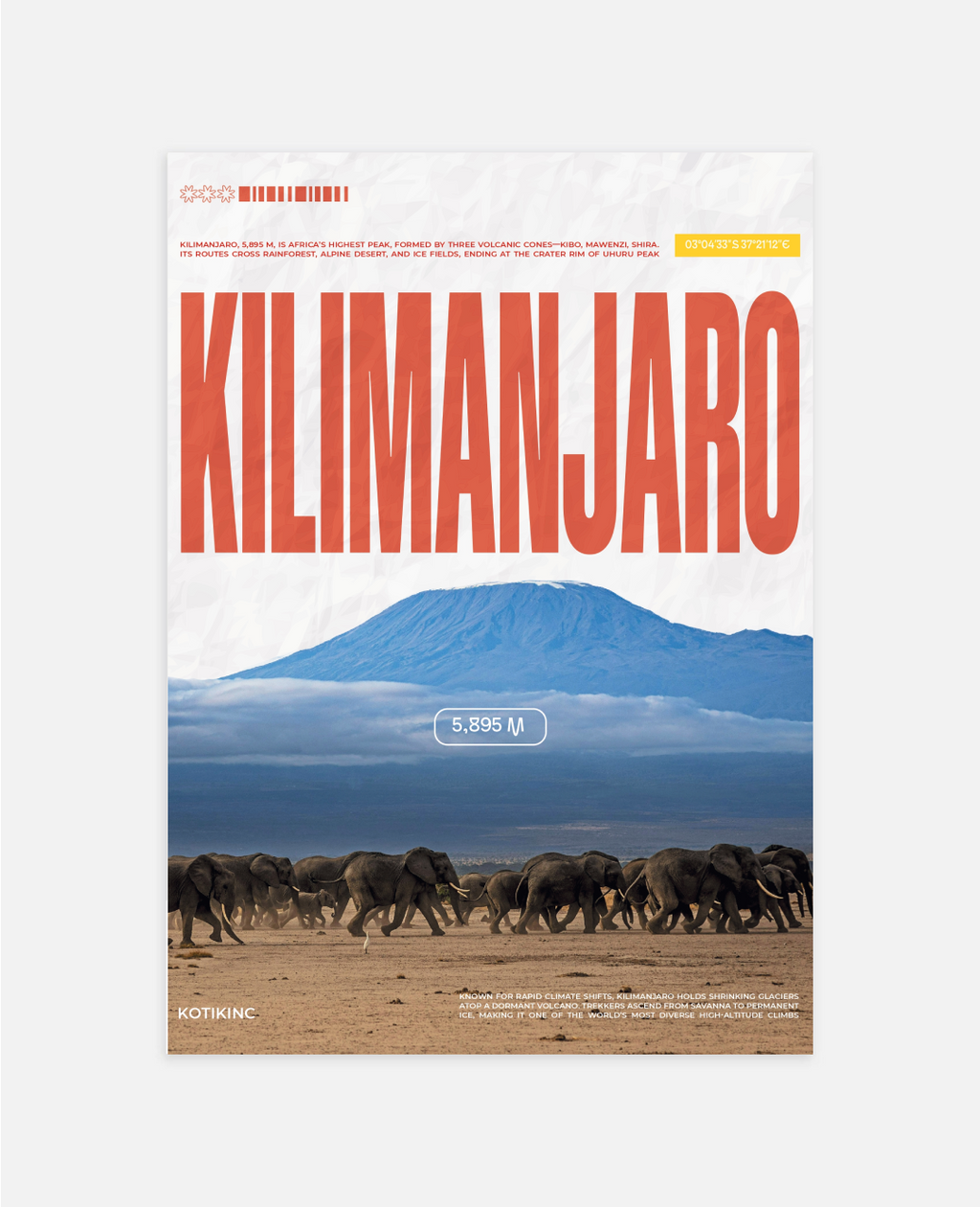 Kilimanjaro mountain art print wall art poster | KOTIKINC