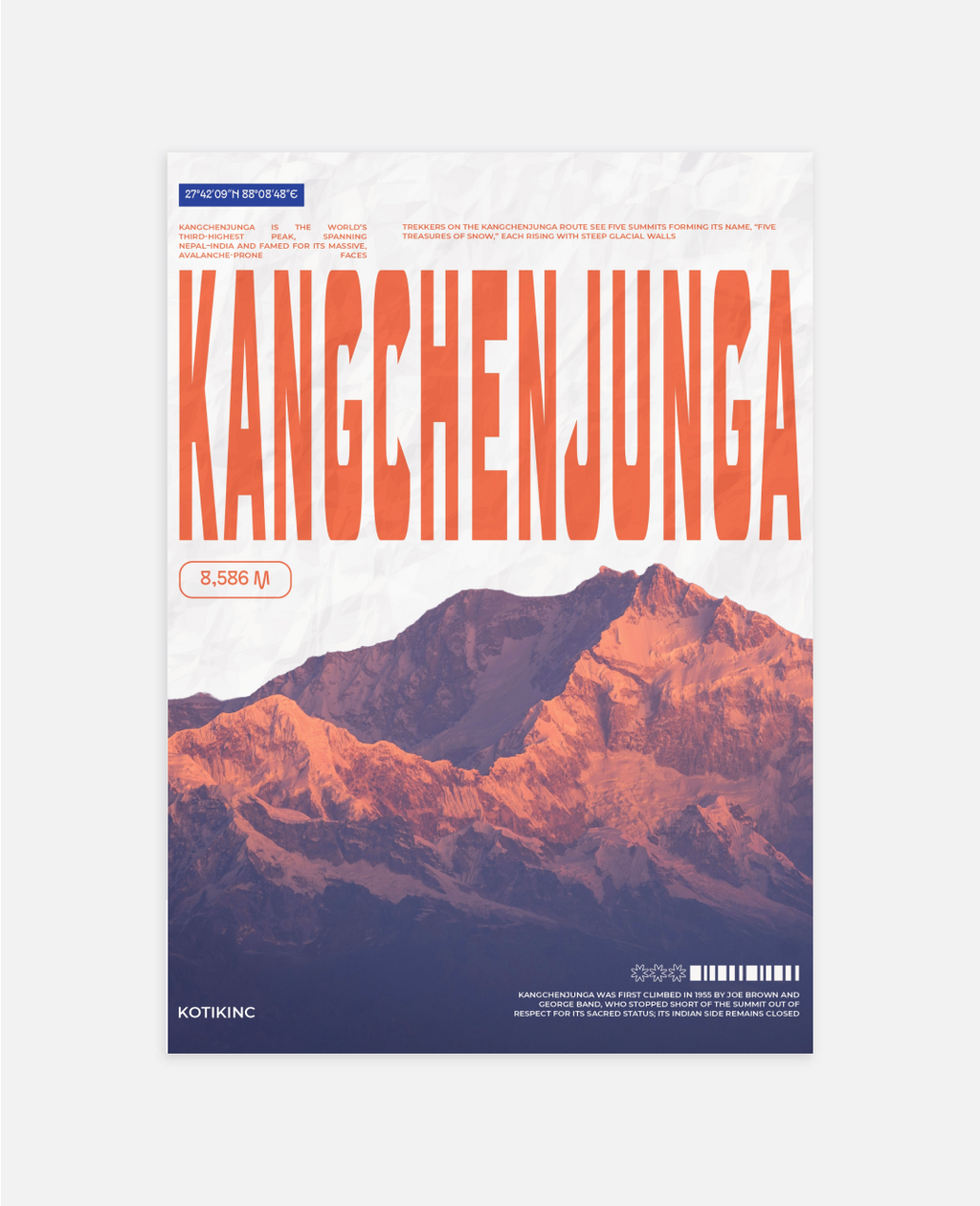 Kangchenjunga mountain art print wall art poster | KOTIKINC