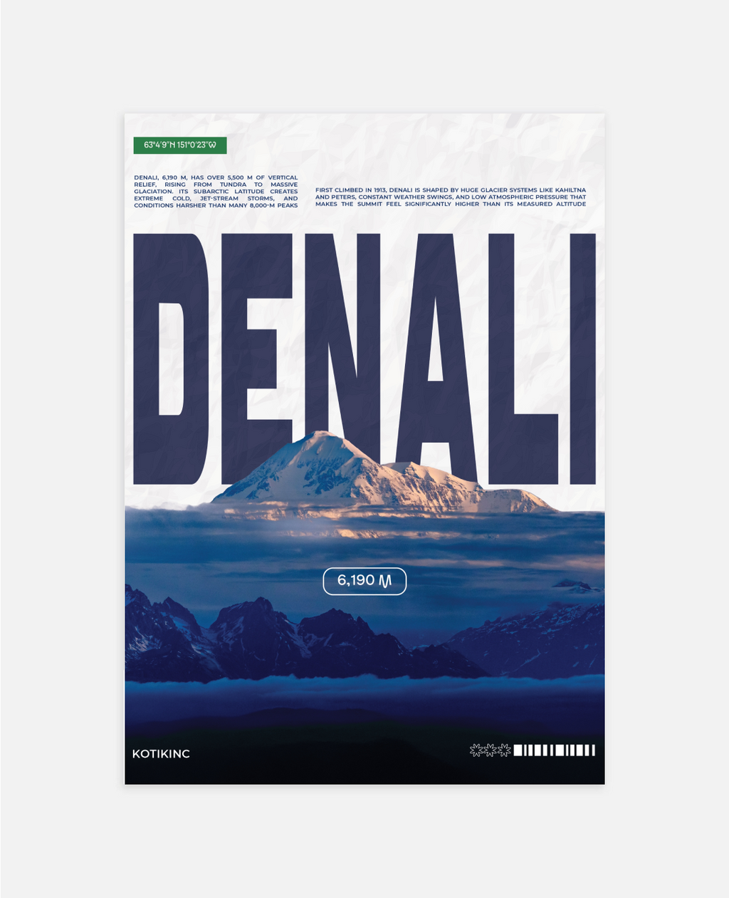 Denali mountain art print wall art poster | KOTIKINC