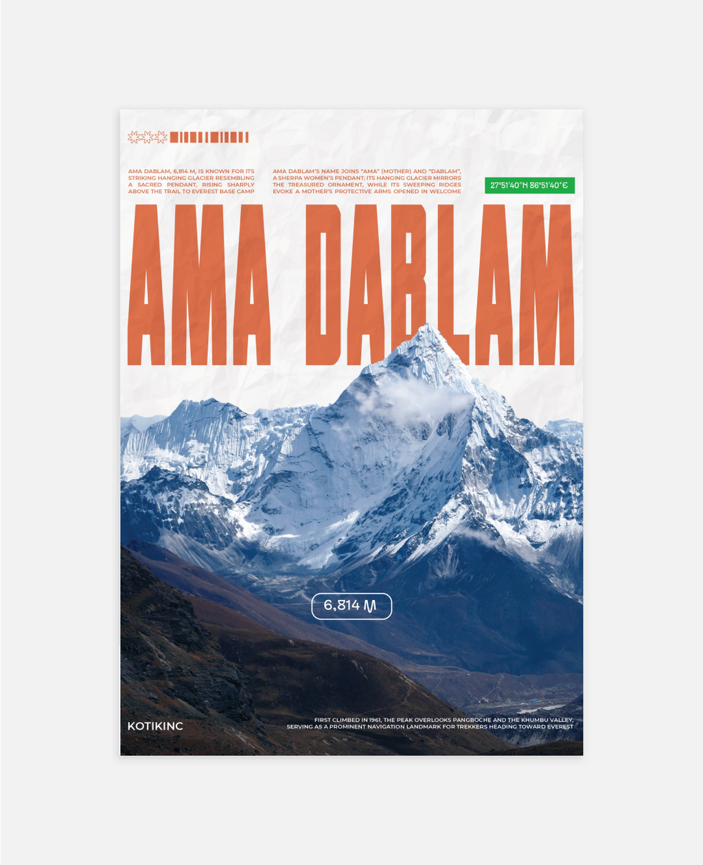 Ama Dablam mountain art print wall art poster | KOTIKINC